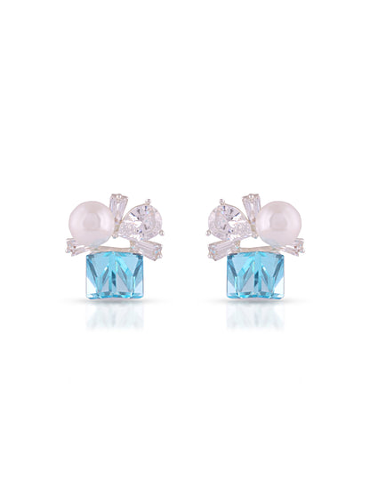 Blue Crystal Pearl Earrings