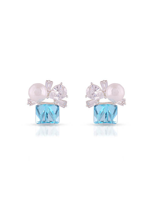 Blue Crystal Pearl Earrings