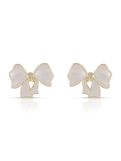White Bow Earrings
