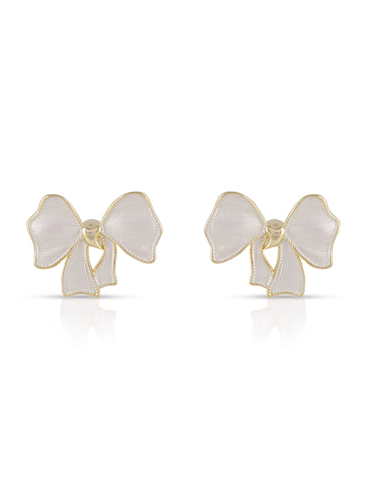 White Bow Earrings
