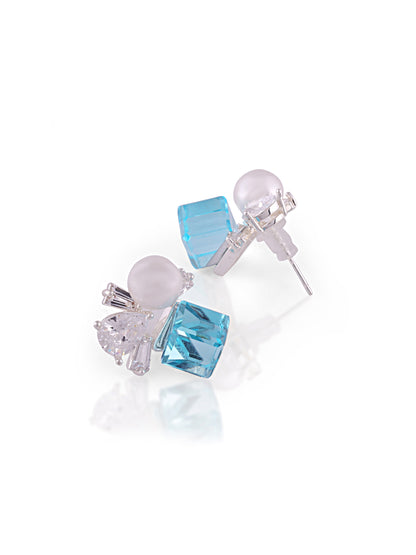 Blue Crystal Pearl Earrings