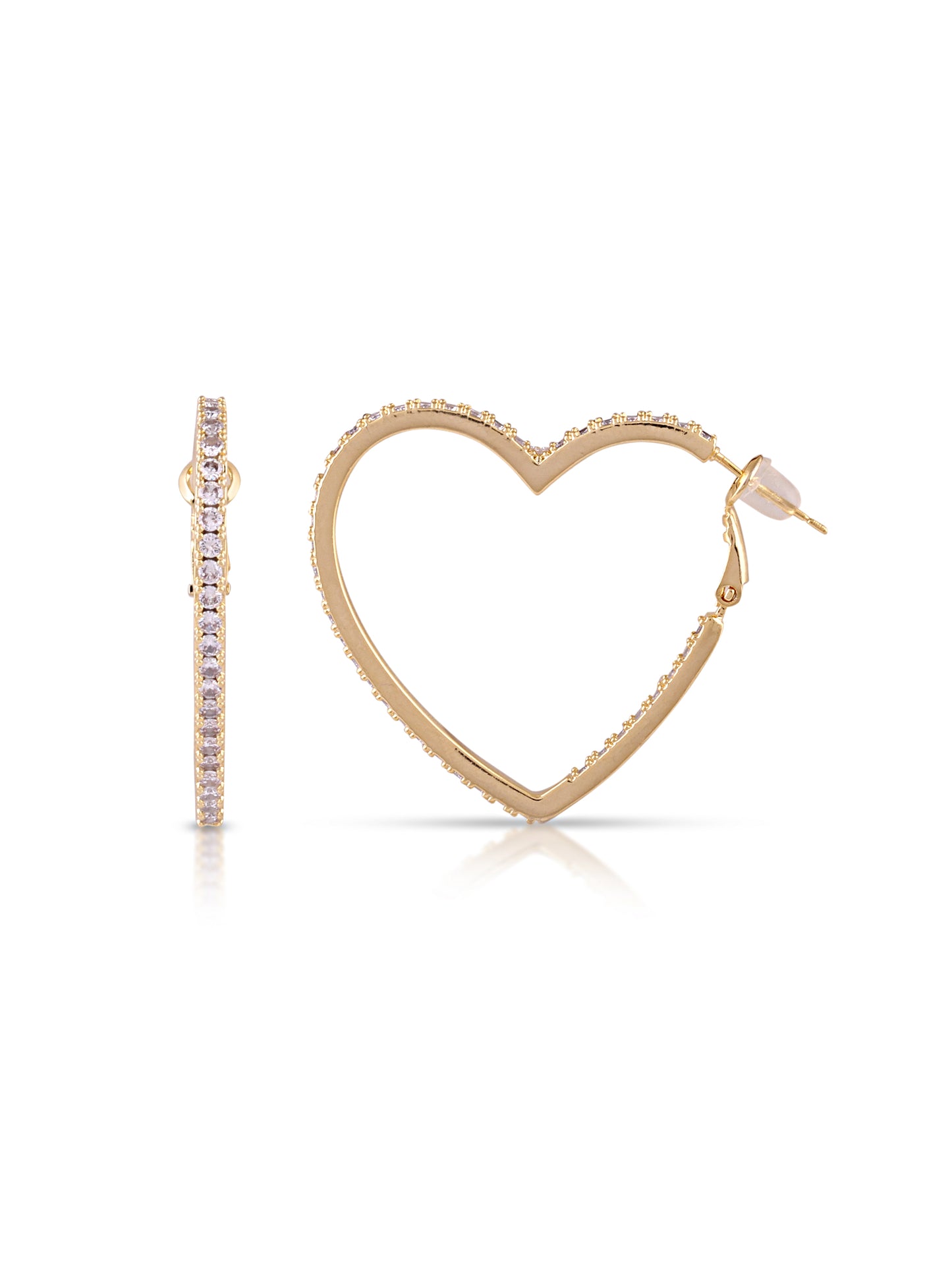Studded Gold Heart Hoops
