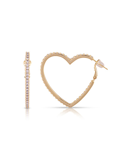 Studded Gold Heart Hoops