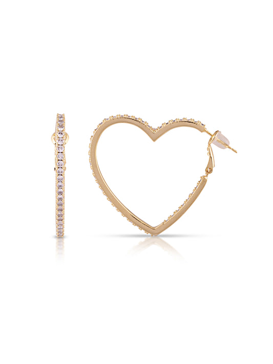 Studded Gold Heart Hoops