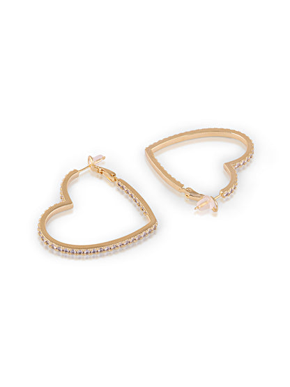 Studded Gold Heart Hoops