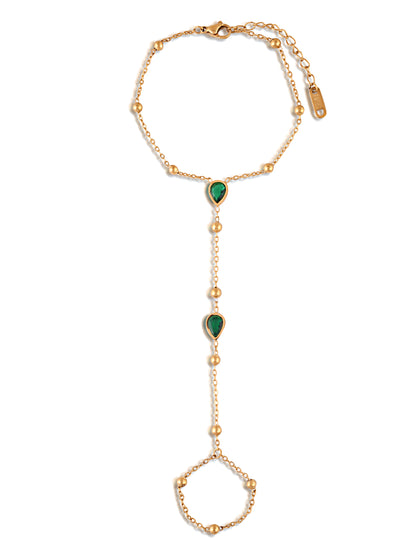 Green beaded Hand Chain