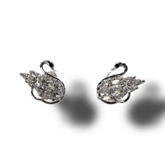 Silver Swan Earrings