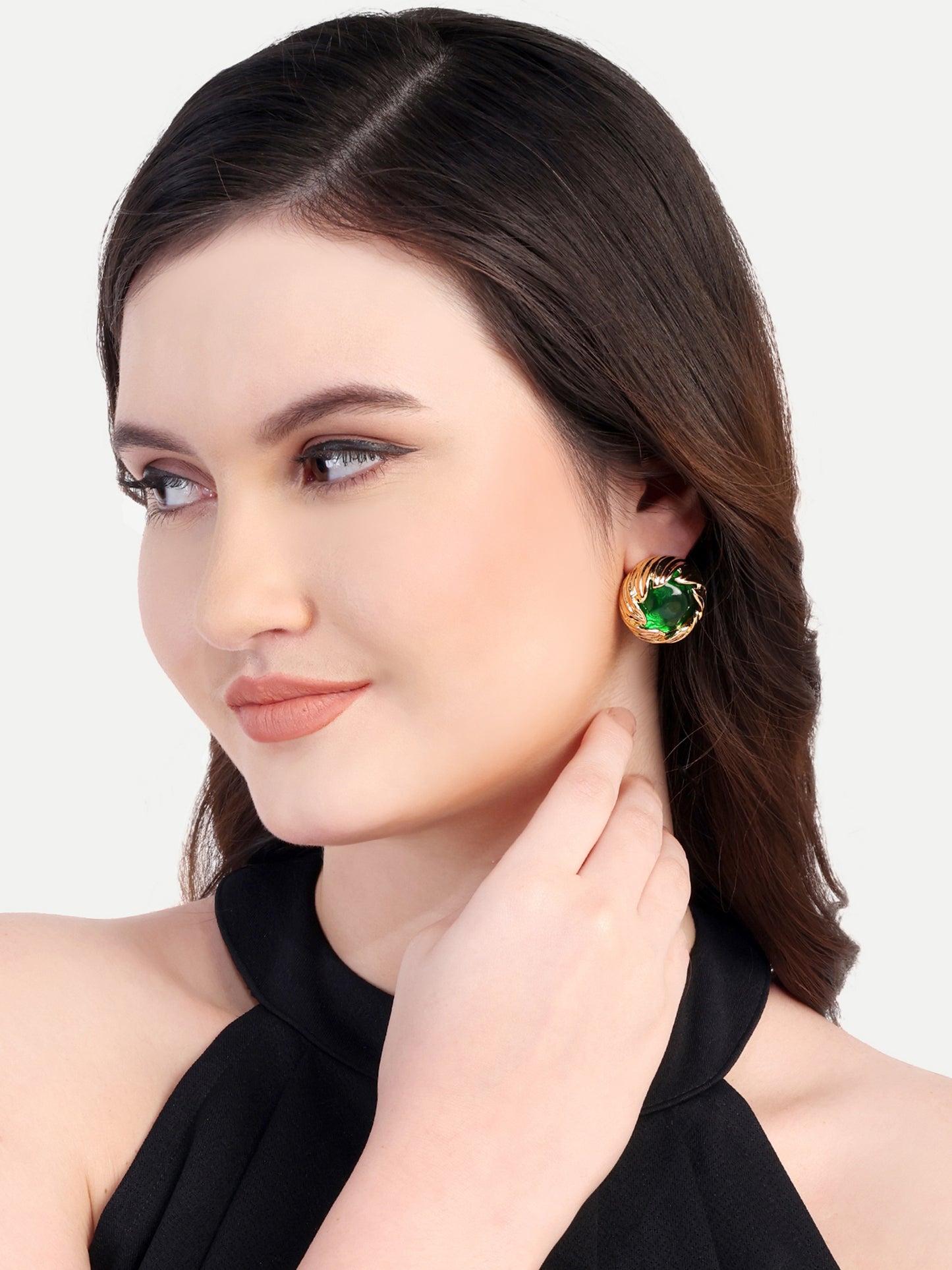 Emerald Gold Plated Studs