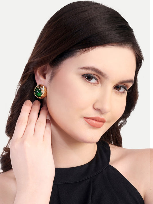 Emerald Gold Plated Studs
