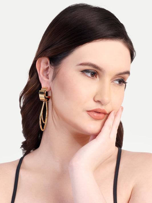 Gold Studded Drop Earrings