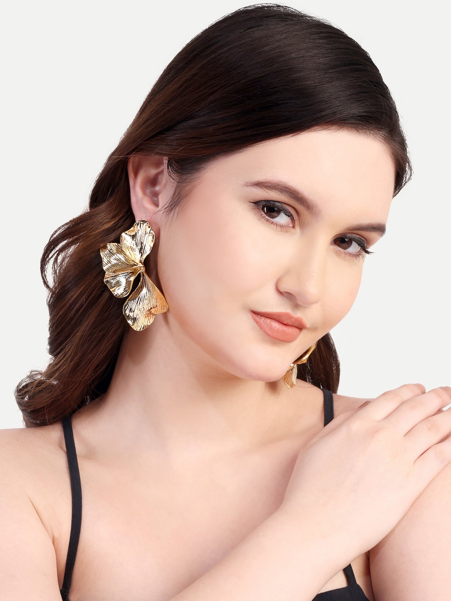 Gold Plated Half Floral Studs