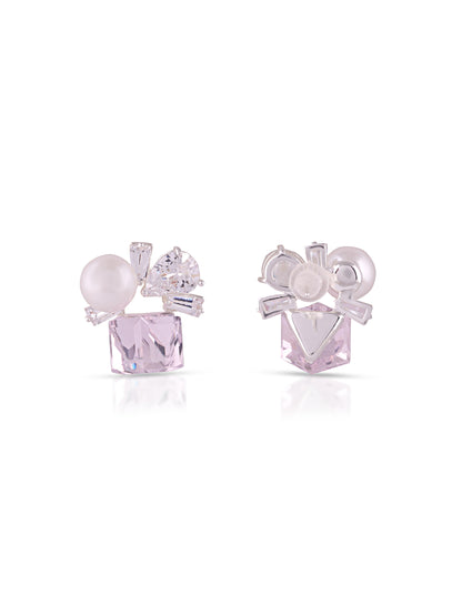 Pink Crystal Pearl Earrings