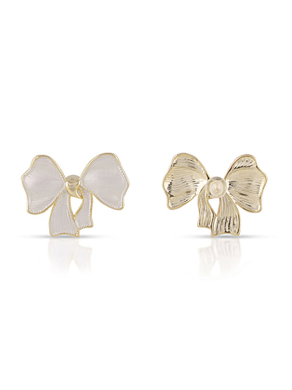 White Bow Earrings