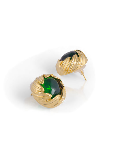 Emerald Gold Plated Studs