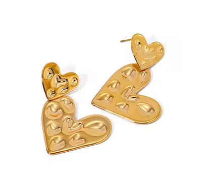 Engraved Duo Heart Earrings