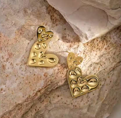 Engraved Duo Heart Earrings