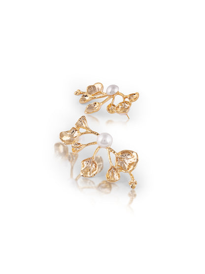 Gold Plated Studded Pearl Earrings