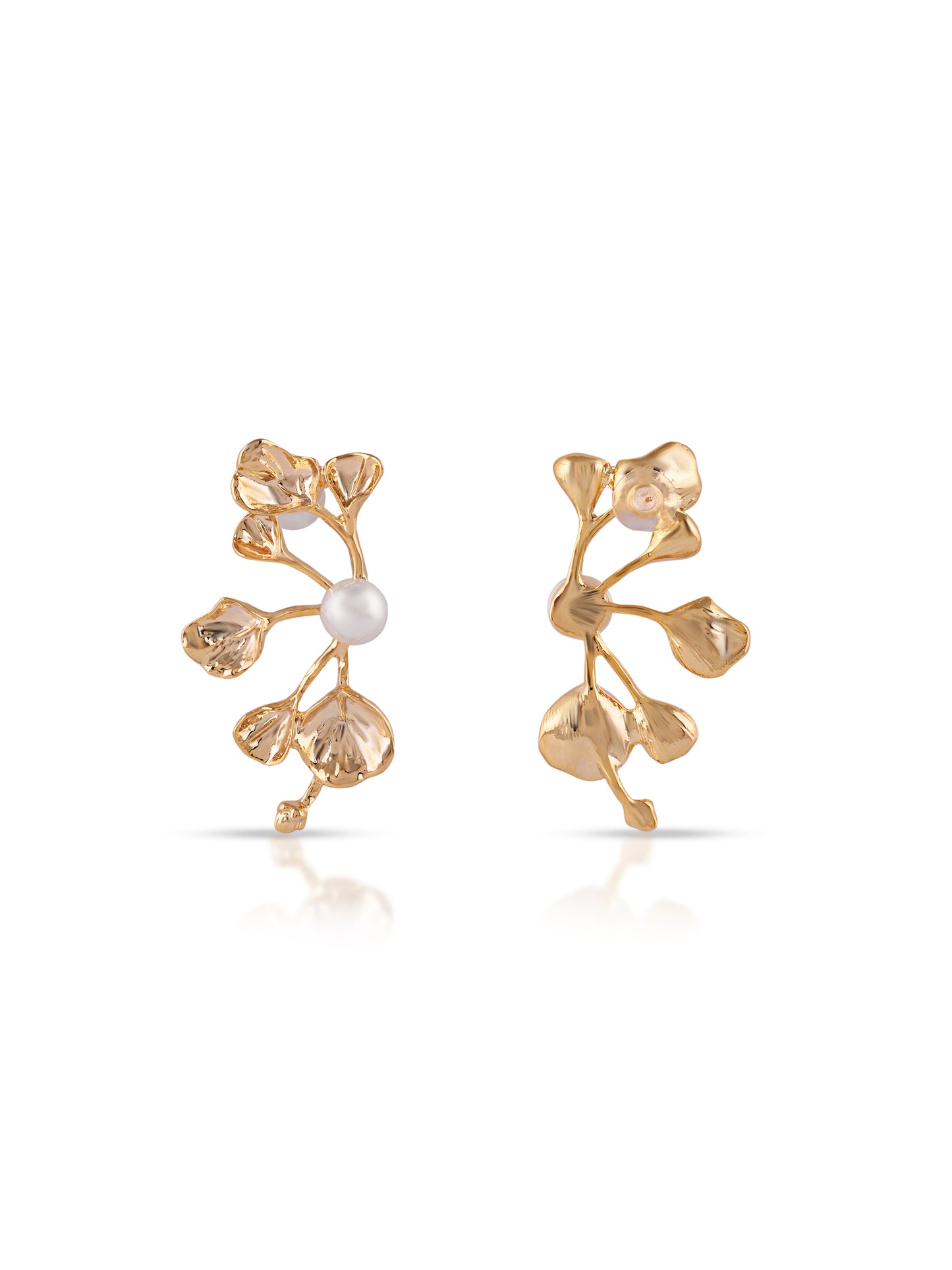 Gold Plated Studded Pearl Earrings