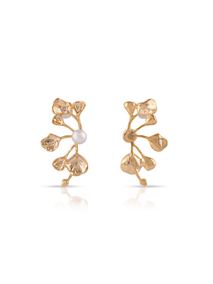 Gold Plated Studded Pearl Earrings