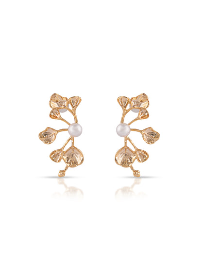 Gold Plated Studded Pearl Earrings