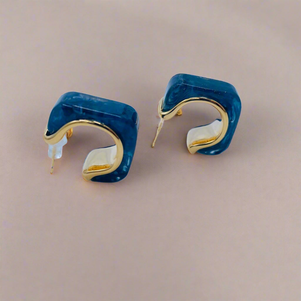 Glossy Midnight Blue Earrings