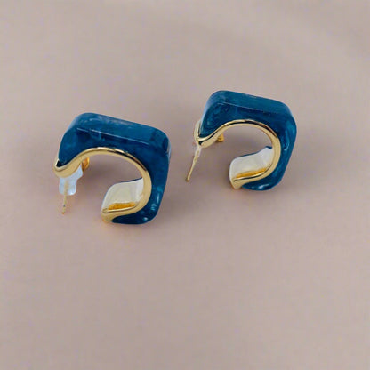 Glossy Midnight Blue Earrings
