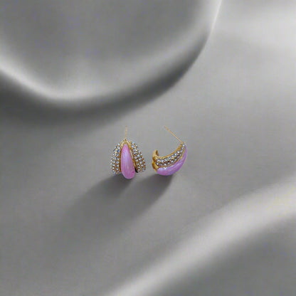 Enamel Spark Half Hoops