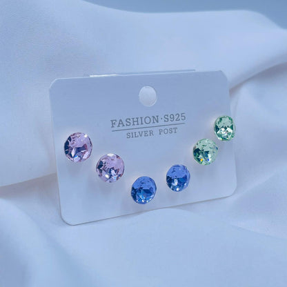 Coloured Sphere Studs Combo