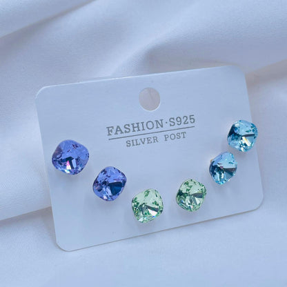 Coloured Squircle Studs Combo