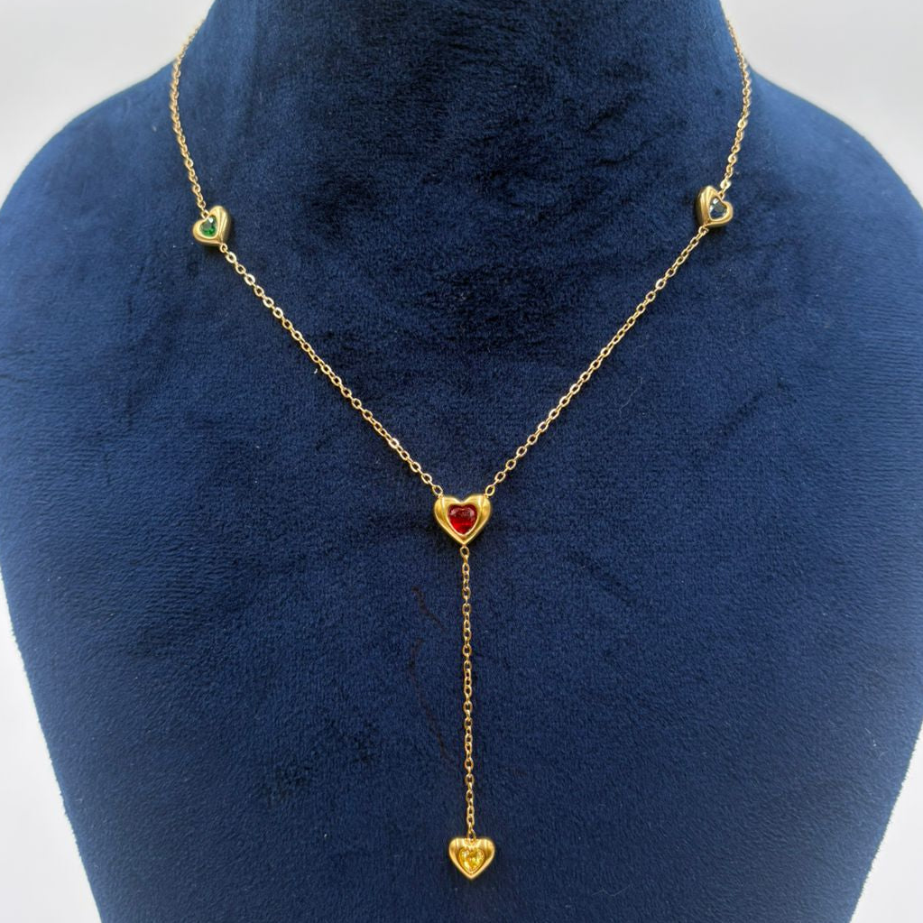 Quad Hearts Long Necklace