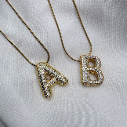 Initial Studded Bubble Necklace