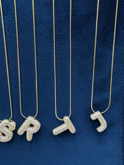 Initial Studded Bubble Necklace