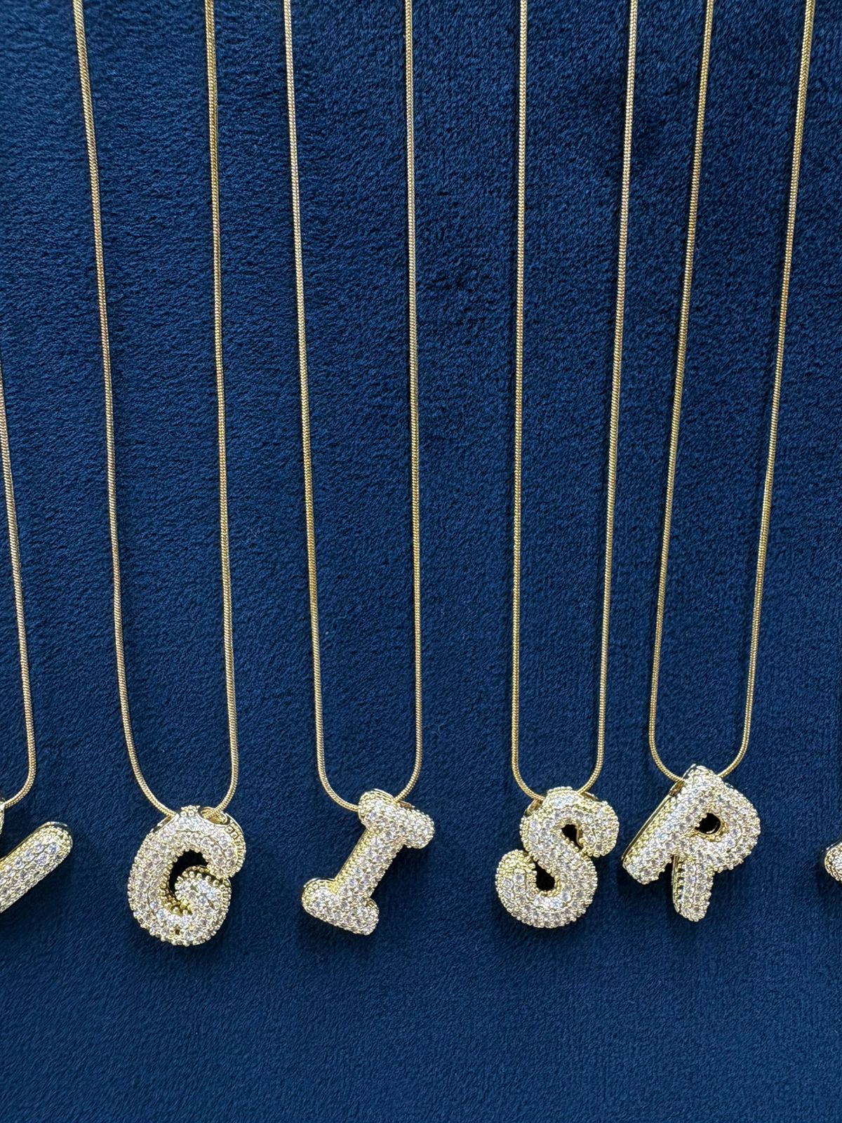 Initial Studded Bubble Necklace