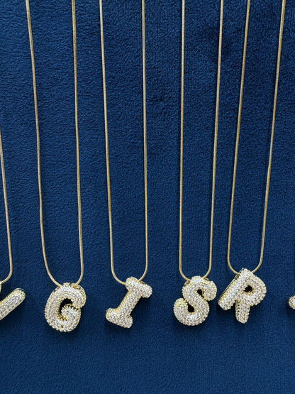 Initial Studded Bubble Necklace