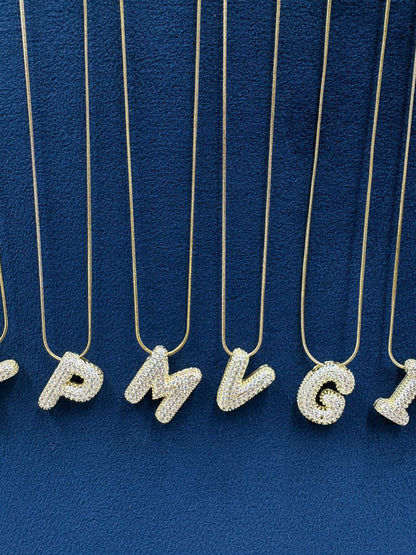 Initial Studded Bubble Necklace