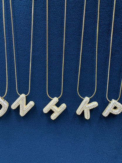 Initial Studded Bubble Necklace