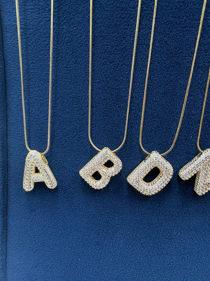 Initial Studded Bubble Necklace