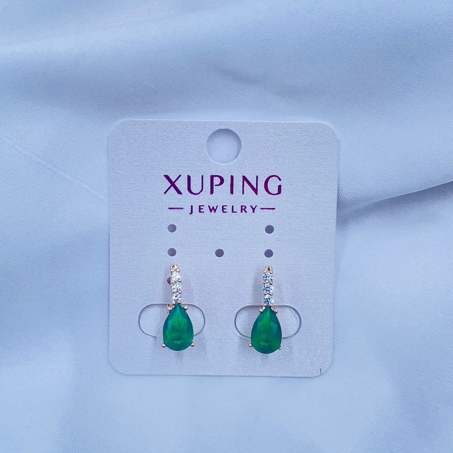 Green Velvet Hoops Earrings- XUPING