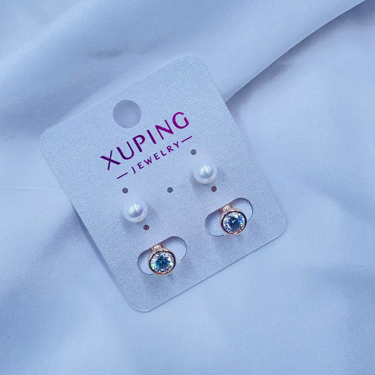 Solitaire and Pearl  Earrings- XUPING