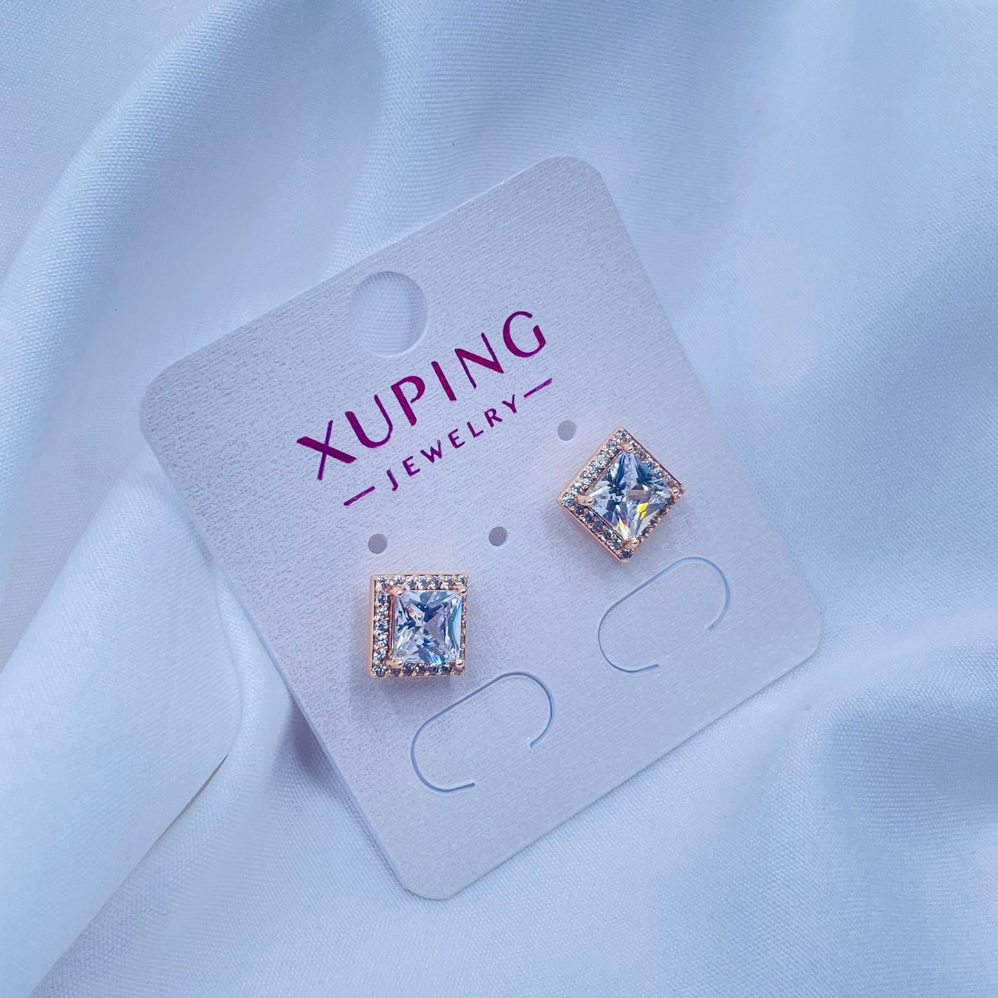 Square Sparkle Studs Earrings- XUPING