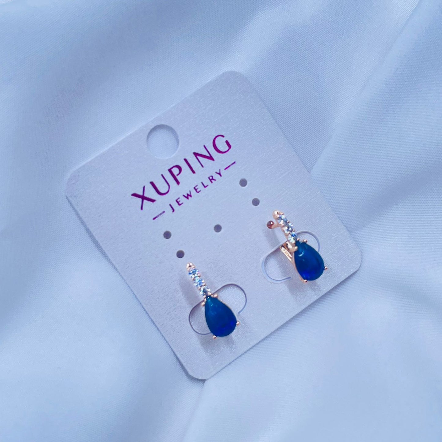 Blue Velvet Hoops Earrings- XUPING