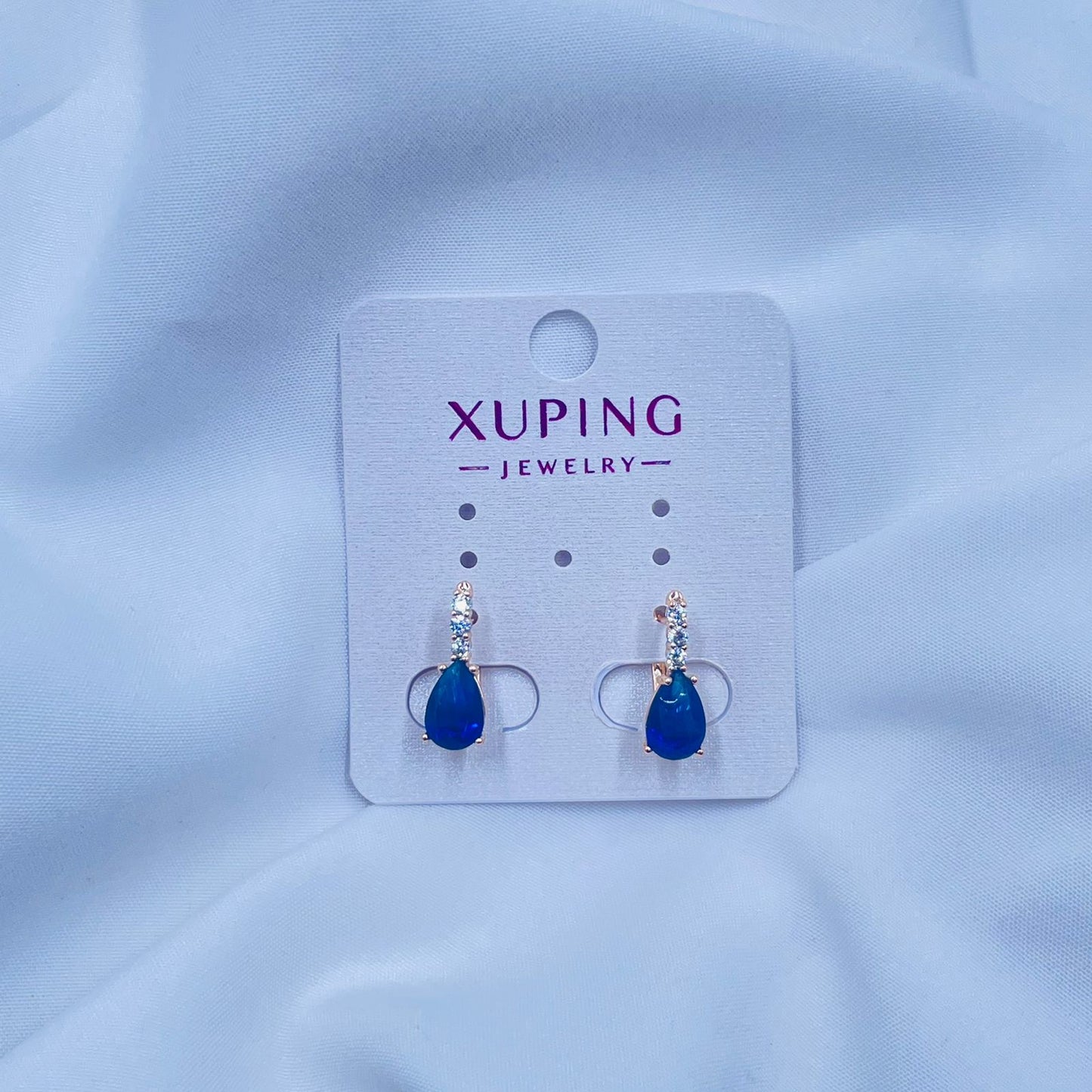 Blue Velvet Hoops Earrings- XUPING