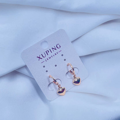 Mini Hoops Hanging Heart Earrings- XUPING