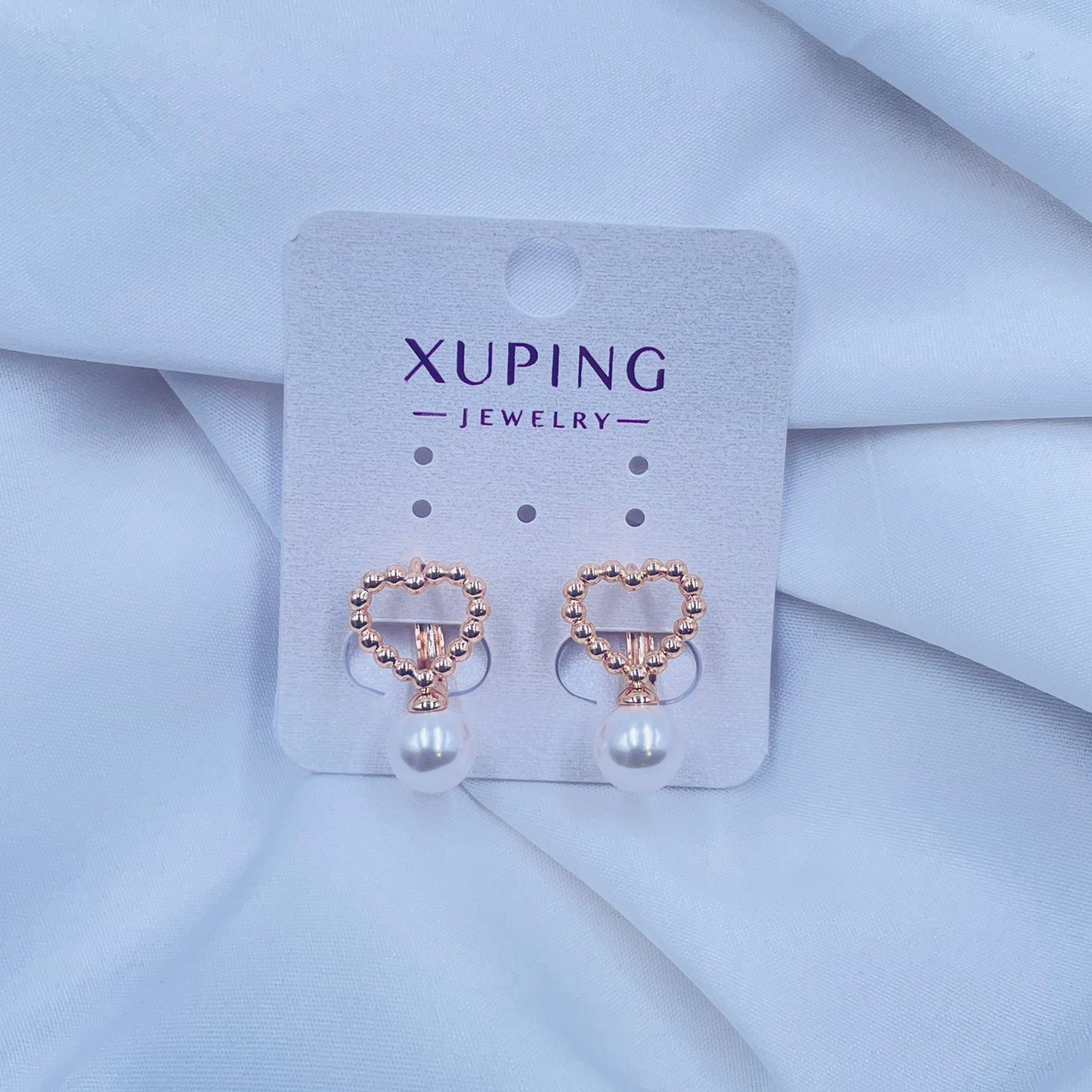 Heart Pearl Hoops  Earrings- XUPING
