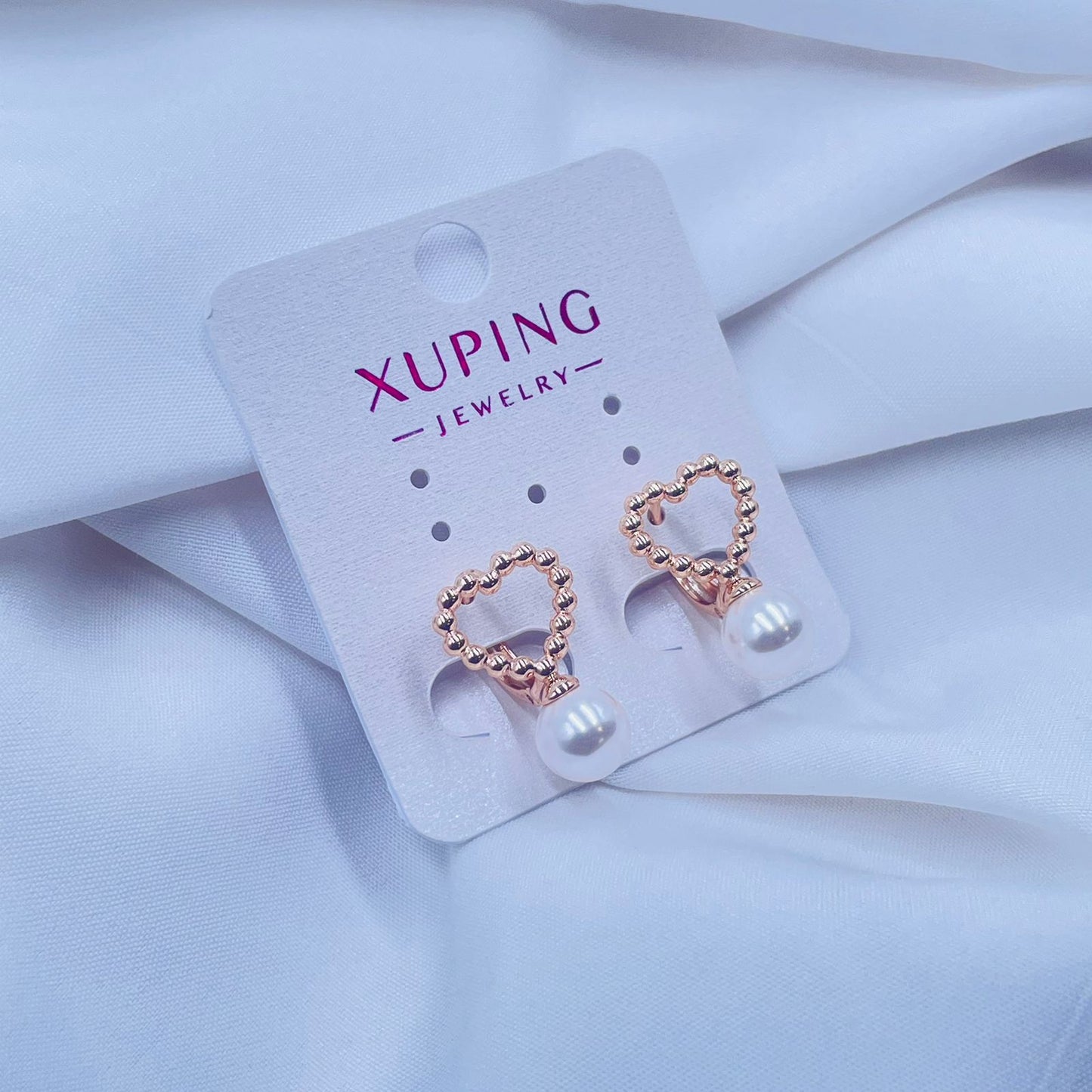 Heart Pearl Hoops  Earrings- XUPING