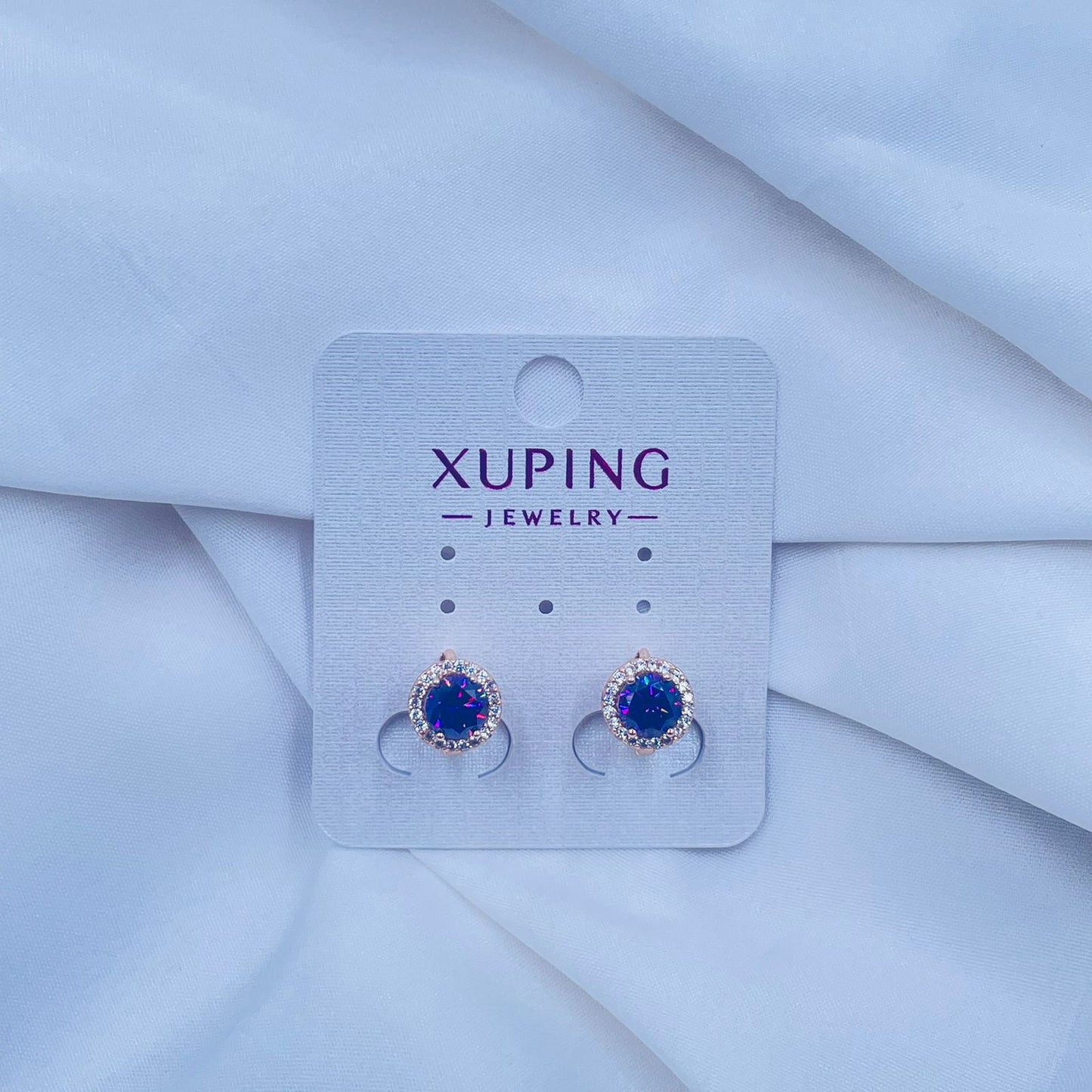 Blue studded MINI Hoop Earrings- XUPING