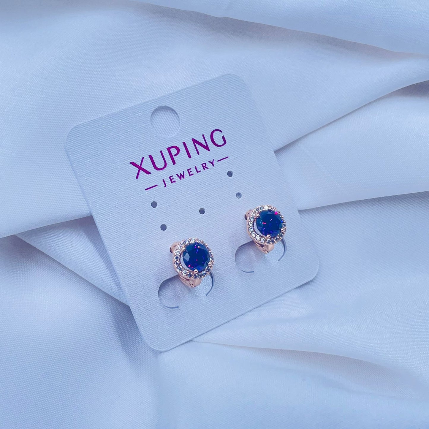 Blue studded MINI Hoop Earrings- XUPING