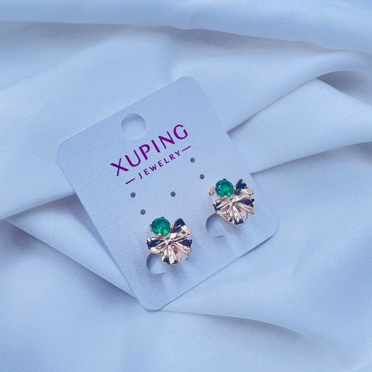 Green Solitaire Hoop Earrings- XUPING