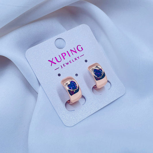 Emerald Heart Hoops Earrings- XUPING