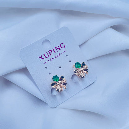Bowknot Green Hoops  Earrings- XUPING